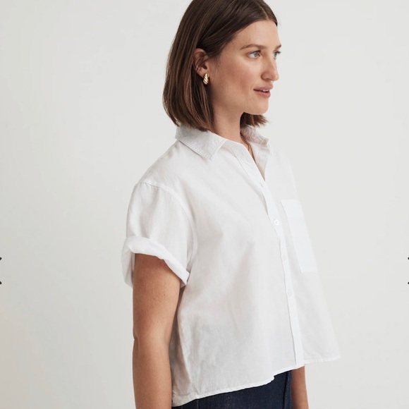 Madewell cropped button-up utility shirt - white - size XS - Picture 2 of 7